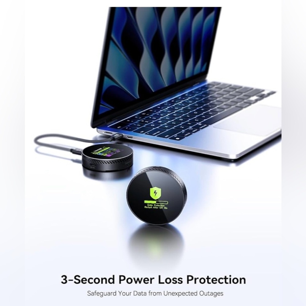 Dockcase Black Power Loss Protection Device Magnetic, New, Missing cable!